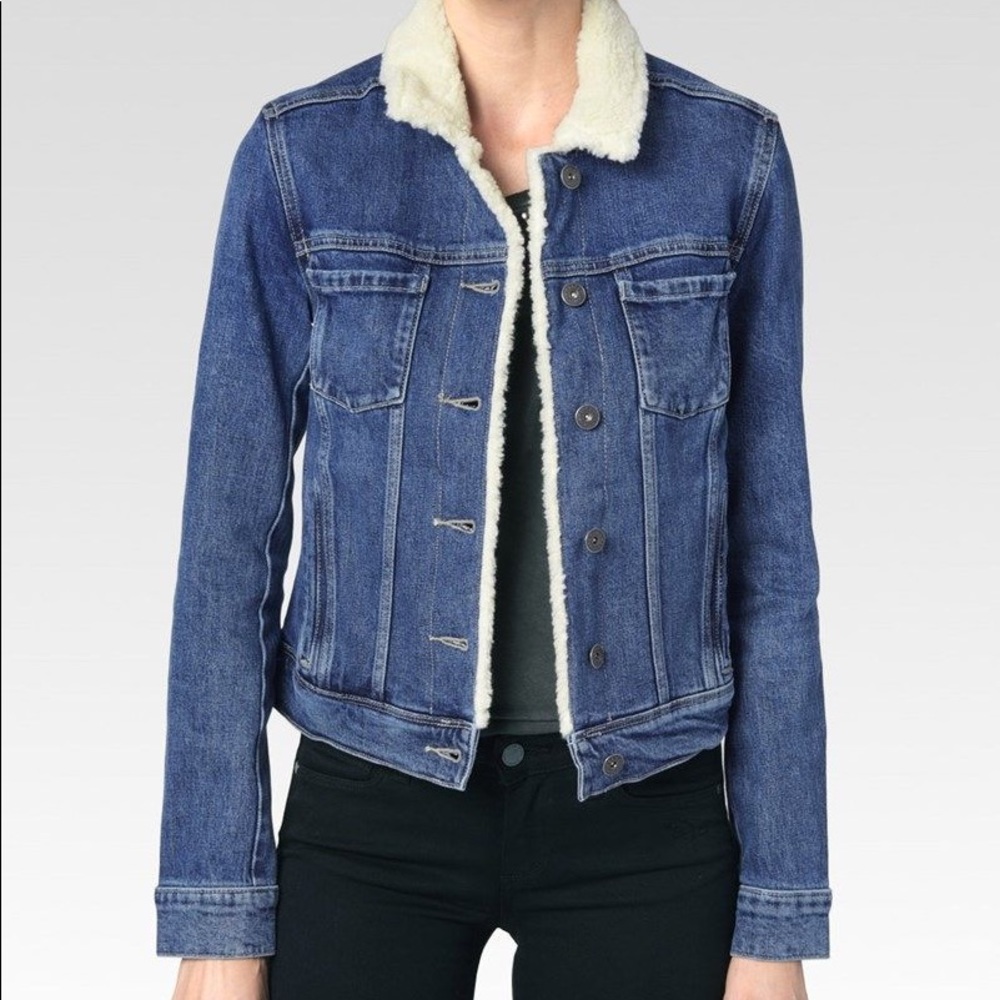 Paige jeans denim Leo jacket with shearling lining